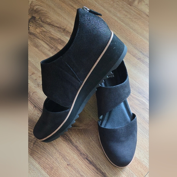 Eileen Fisher Shoes - Eileen Fisher Black Match Cutout Demi Wedge Oxford Suede Leather Women's 11